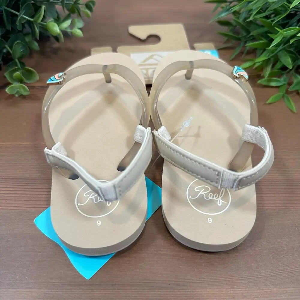 Reef Girls Little Charming Slip Flop Sandals Oasis Size 9